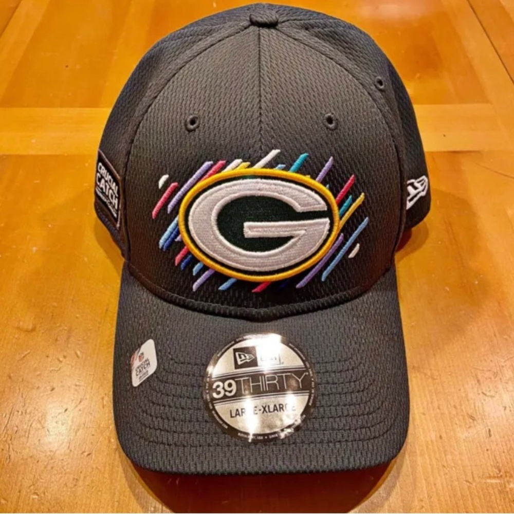 New Era Green Bay Packers Crucial Catch Hat Mens L/XL Gray 39Thirty Stretch New